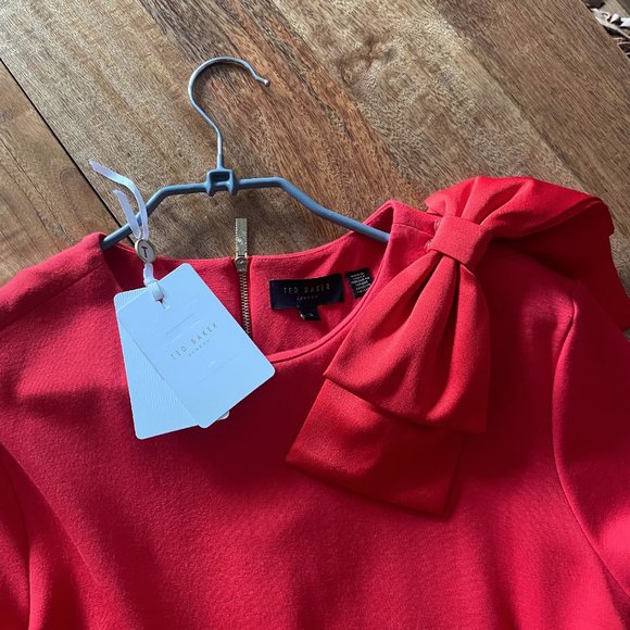 Ted Baker Joyous Bow Shoulder Top Red Size 3 - Picture 7 of 8